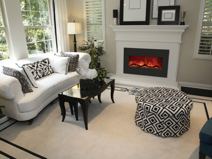 chimenea electrica estufa con marco de madera blanca adams